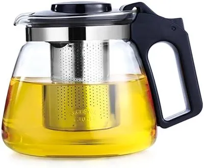 Produktbild von Lovegrace Glas-Teekanne mit Siebaufsatz, Hitzebeständig, Edelstahl Filter Sieb, Überhitzungsschutz, Ideal für Lose Tees (1100ml)