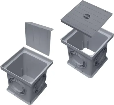 Produktbild von Marley Einlaufschacht 200x200mm + Schacht ohne Boden, Geruchsverschluss + Schachtdeckel