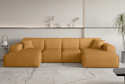 Produktbild von Wohnlandschaft Sofa U-Form CELES PREMIUM XS in Stoff Scala Senfgelb