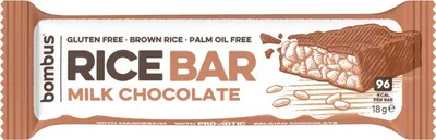 Image de BOMBUS Barre de riz sans gluten enrobée de chocolat au lait 18 g