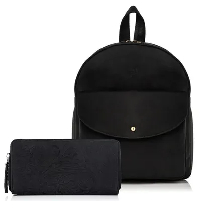 Produktbild von Damenrucksack T-18-BL und Damenledergeldbörse T-08-BL Geschenkset ZUP-23-BL Paolo Peruzzi