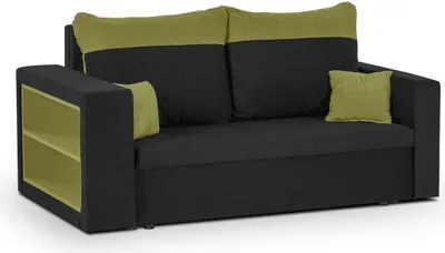 Produktbild von KomfortWelt24 2 Sitzer Sofa mit Schlaffunktion und Bettkasten - Schlafsofa 150x85 cm PABLO1 Schwarz/Grün