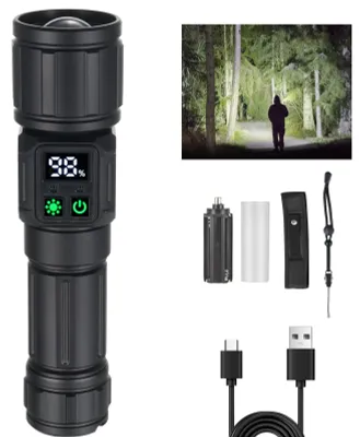 LED-Taschenlampe 2000 Lumen, USB-C, 5000 mAh, 9 Modi, IPX4