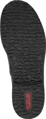 The image shows the sole of a black shoe.