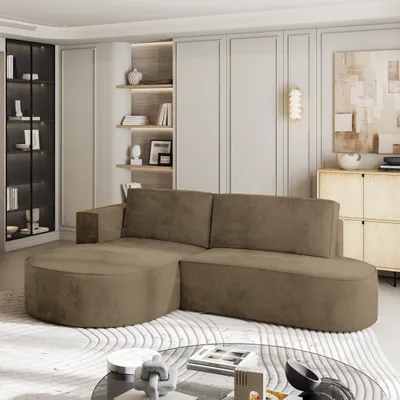 Produktbild von Masseno Ecksofa CORTIO M L-S mit Schlaffunktion L-Form, Sofa mit Bettkasten, Wohnzimmersofa, Couch, Soffa, Bettsofa, Couchgarnitur- Beige, MONOLITH 09