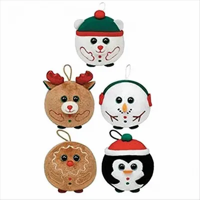 Produktbild von TY 8,5cm XMas Rentier, Lebkuchen, Pinguin, Eisbär, Schneemann Anhänger