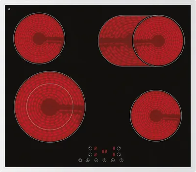 Produktbild von PKM EB-C4-2KBTCG Glaskeramik-Kochfeld Edelstahlrahmen Zweikreis- und Bräterzone 60 cm