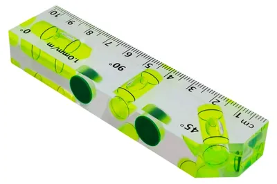 Produktbild von Magnetische Mini-Wasserwaage mit Skala, 0°/90°/45° Libellen, Transparent