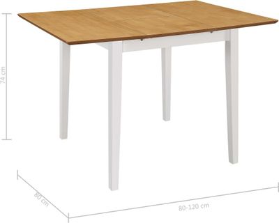 vidaXL Jídelní stůl rozkládací bílý (80-120)x80x74 cm MDF