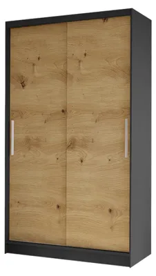 Produktbild von MIRJAN24 Schiebetürenschrank Costa I, Kleiderschrank, Stilvoll Schlafzimmer Garderobenschrank (Farbe: Schwarz / Artisan Eiche)