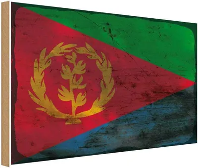 Produktbild von vianmo Holzschild 20x30 cm Eritrea Rost Flagge Fahne Wappen