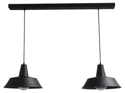 Productafbeelding van Zwarte vintage eettafellamp Industria 2x35