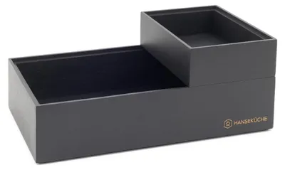Bambus-Aufbewahrungsboxen, Set mit 2, stapelbar, schwarz