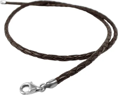 Produktbild von Minott Lederband Kette Halsband braun 50cm / geflochten 32525