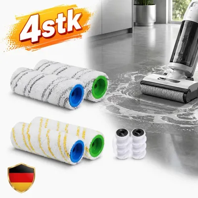 Immagine prodotto di Set di 4 rulli in microfibra di ricambio per spazzole rotanti Karcher FC3, FC5, FC3D, FC7