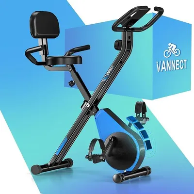 Immagine prodotto di Cyclette da interno pieghevole, cyclette da interno pieghevole, cyclette da allenamento con 16 livelli di resistenza magnetica, sensore di frequenza cardiaca, monitor LCD e sella confortevole, ideale per la casa e l'ufficio, con una capacità massima di 150 kg