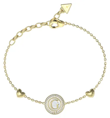 Produktbild von Guess JUBB06202JWYGL Damen Armband Herz Edelstahl Gold weiß 21,5 cm