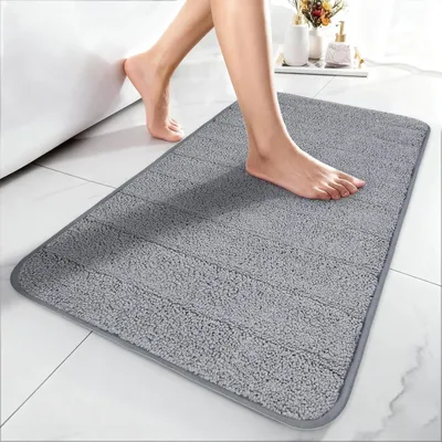 Immagine prodotto di Tappetino da Bagno Antiscivolo In Microfibra Morbido 44x76 cm Grigio