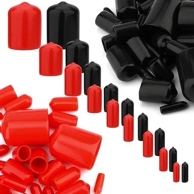 Obrázek produktu pro Ochranné krytky na závity 2–20 mm, černé/červené, gumové