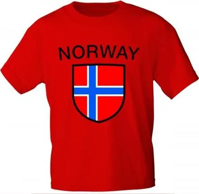Produktbild von T-Shirt mit Print - Wappen Fahne Flagge Norway Norwegen - 76423 rot Gr. S-XXL Größe - XL