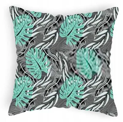 Produktbild von Designpremium Kissenbezug 40x40 cm Turkus Monstera