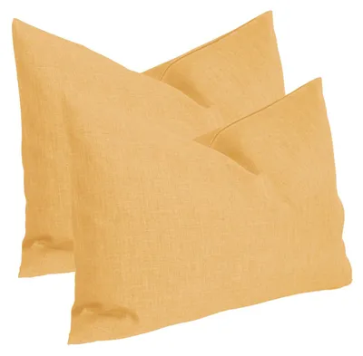 Produktbild von Kissenbezug 2er Set gelb 30x50 cm Struktur Leinenoptik Kissenhülle Deko Kissen