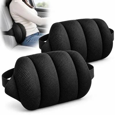 Immagine prodotto di Set di 2 cuscini di supporto lombare, schienale regolabile in memory foam, ergonomico, colore nero