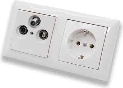 Produktbild von BUSCH JÄGER Komplettset/Antennensteckdosen-Einsatz Radio/TV/SAT (**) WISI + 2fach Rahmen und Abdeckung inkl. 1 x Steckdose 20 EUC-914 im eleganten Balance SI alpinweiß