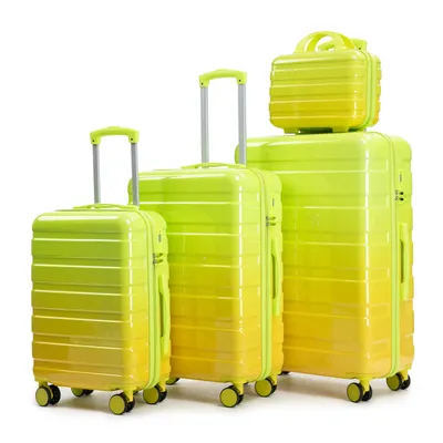 Immagine prodotto di LVHOM Set di valigie a 4 pezzi con beauty case, set di valigie da viaggio con sfumature di colore, trolley a 4 ruote, bagaglio a mano leggero per donne e ragazze, verde