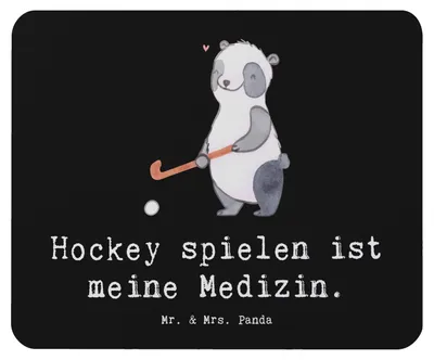 Produktbild von Mr. & Mrs. Panda Mousepad Panda Hockey spielen - Schwarz - Geschenk, mausteppich, Mouse Pad, Feldhockey, Mauspad, laptop, mousematte, Verein, Hockeyschläger
