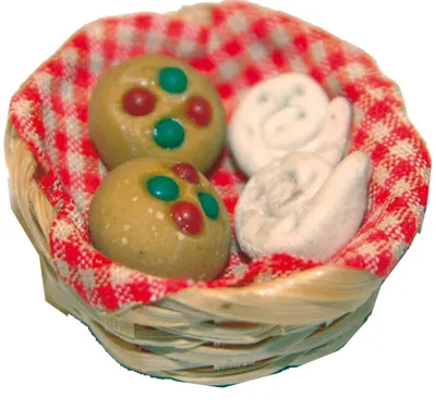Produktbild von FADEDA Semmelkorb  / Höhe:2 cm / handbemalt / detailgetreue Krippen Figuren - Weihnachten Tisch Dekoration Krippe Zubehör