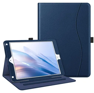Produktbild von Fintie Case for iPad 9.7 2018 2017 / iPad Air 2 / iPad Air - [Corner Protection] Multi-Angle Viewing Folio Cover w/Pocket, Auto Wake/Sleep for iPad 6th / 5th Gen, iPad Air 1/2, Navy – Marineblau