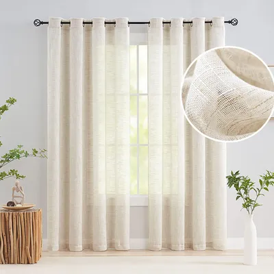 Semi-transparenter Leinenvorhang, 2er-Set, 127 x 241,3 cm, beige