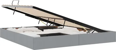 Image de vidaXL Coffret de lit avec rangement, gris clair, 200 x 200 cm, tissu
