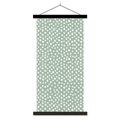 Produktbild von MuchoWow® Textilposter Polka dots - Grün - Weiß 40x80 cm mit schwarzem Rahmen - Wandemalerei