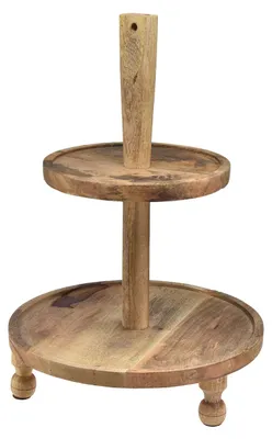 Produktbild von 2-stöckige Holzetagere aus Mangoholz für Deko & Obst Ø35/24cm H51,5cm