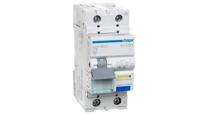 Produktbild von HAGER RCBO Fehlerstrom-/Leitungsschutzschalter 1P+N 6kA C16A 30mA Typ A ADA966D