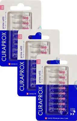 Produktbild von 3x Curaprox Interdentalbürsten CPS 08 pink - Prime refill ( 0,8mm - 3,2 mm)  - 3x 8 Stück