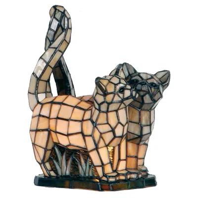 Obrázek produktu pro Stolní lampa Tiffany cat 27x18x35 cm hnědá