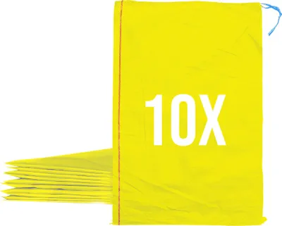 Obrázek produktu pro Bazko Prázdné pytle na písek pro plnění při povodních 10 kusů | 50x80 cm | žlutá | pytel z PP tkaniny | zahradní pytel se stahovací šňůrkou