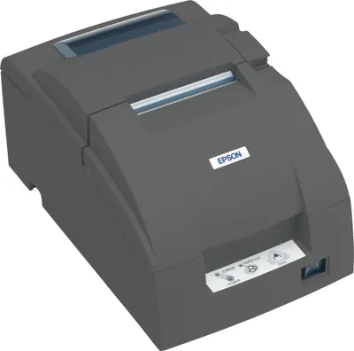 Produktbild von Epson TM-U220B, Ethernet, Cutter, schwarz Bondrucker, Nadeldruck, Medienbreite (max): 76mm, Geschwindigkeit (max.): 6lps, Ethernet, Cutter, ESC/POS, inkl.: Netzteil, separat bestellen: Netzkabel, Farbe: dunkelgrau (C31C514057BE)