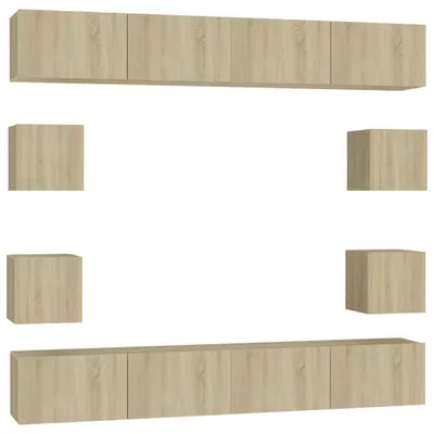 Produktbild von vidaXL 8-tlg. TV-Schrank-Set Sonoma-Eiche Holzwerkstoff
