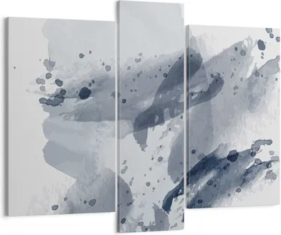 Produktbild von Bild auf Leinwand - Leinwandbild - 3 Teile - Abstraktion Blau Minimalismus - 95x80cm - Wand Bild - Wanddeko - Wandbilder - Leinwanddruck - Bilder - Wanddekoration - Leinwand bilder - CB95x80-4941
