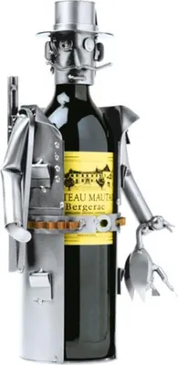 Image de Porte-bouteille « Jäger » en métal – sculpture artisanale