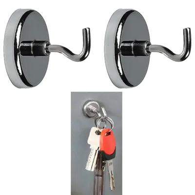Produktbild von 2x Magnethaken Topfmagnet Magnet Haken Hakenmagnet Gewinde M4 Stark 12 kg Set