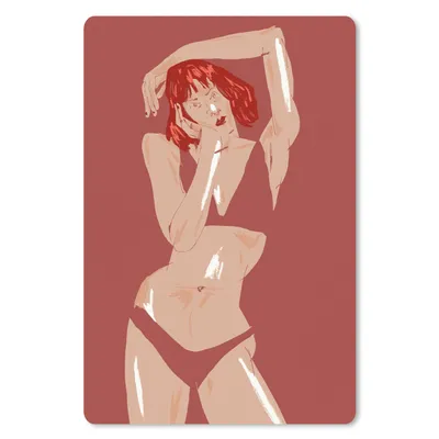 Produktbild von MuchoWow® Mauspad Mousepad Frau - Rot - Abstrakt - Porträt 18x27 cm - Mousepads - Maus Mat - Pad - Mausunterlage