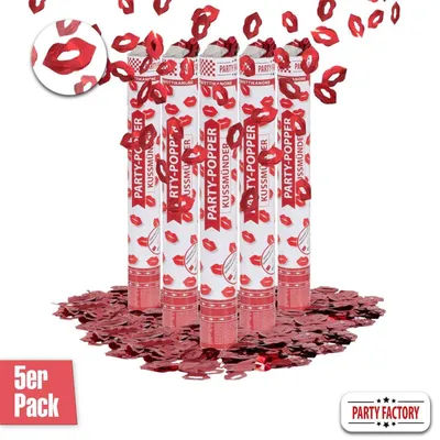Produktbild von Party Popper 40cm Kussmund 5er Set Liebe Hochzeit Valentinstag Deko