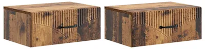 Produktbild von "2026 Moderne"Wandmontierter Nachttisch 2er-set elegantes Design - Nachtschrank - für Schlafzimmer - Altholz 49x34,5x20cm - Nachttische & -schränke BestMöbel 809330