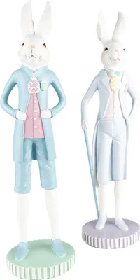 Immagine prodotto di Clayre & Eef figurina decorativa coniglio Ø 10x40 cm plastica bianca blu