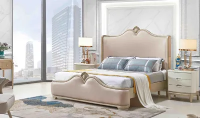 Produktbild von Barock Schlafzimmer Set Bett 180x200cm Nachttische 2x Holz Klassische Möbel Neu
